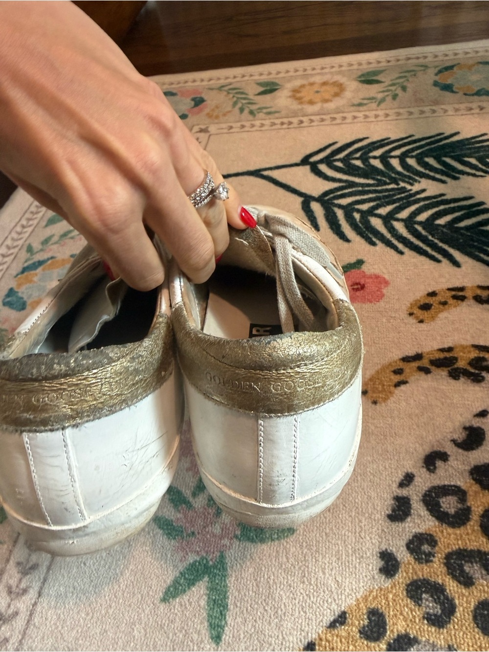 Golden Goose White Leather Sneakers with Gold Star - Size 41 - Picture 6 of 9